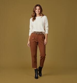 Calvin Klein Brown Faux Suede Cropped Straight Leg Pants Size 14 NWT